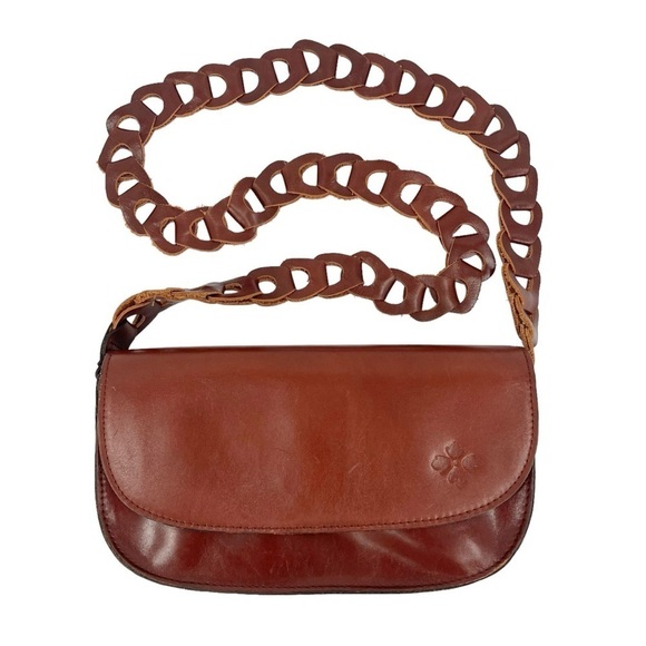 Patricia Nash Chelsey Chainlink Leather Crossbody Bag in British Tan - Picture 1 of 14